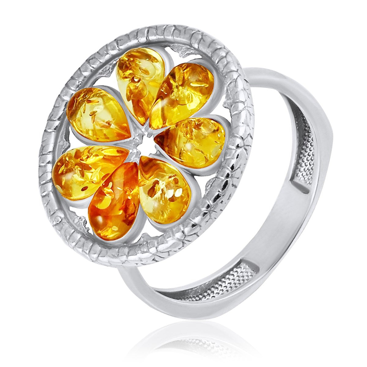 Teardrop Lemon Amber Silver Ring — DARVIN (Pre-Order)