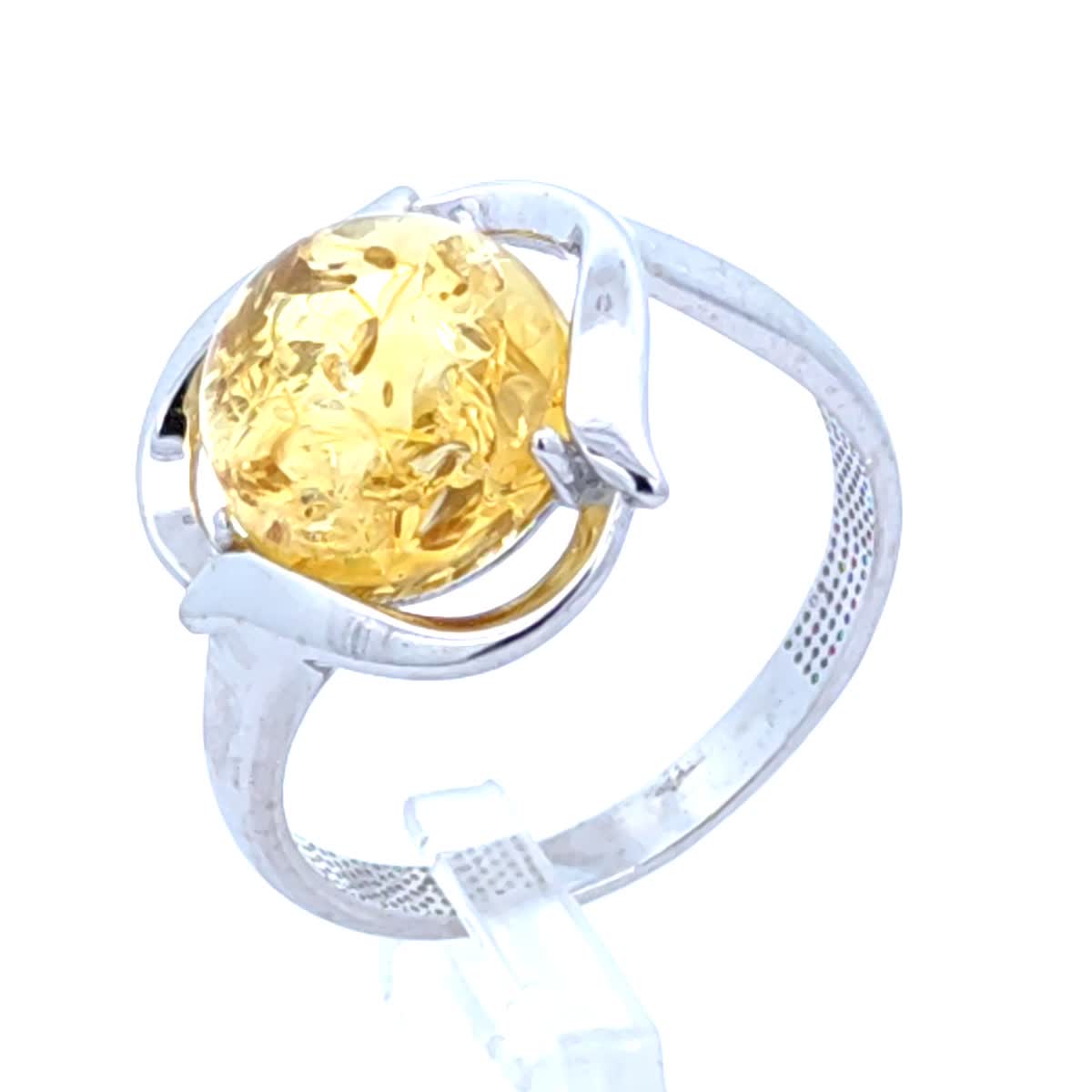 Round Lemon Amber Silver Ring — DARVIN (Pre-Order)
