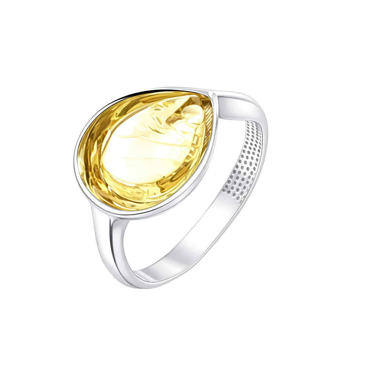 Teardrop Lemon Amber Silver Ring — DARVIN (Pre-Order)