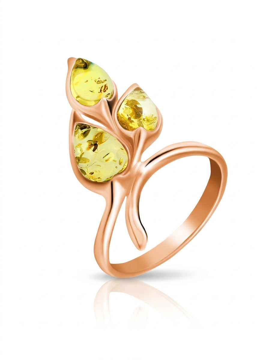 Teardrop Lemon Amber Silver Ring — DARVIN (Pre-Order)