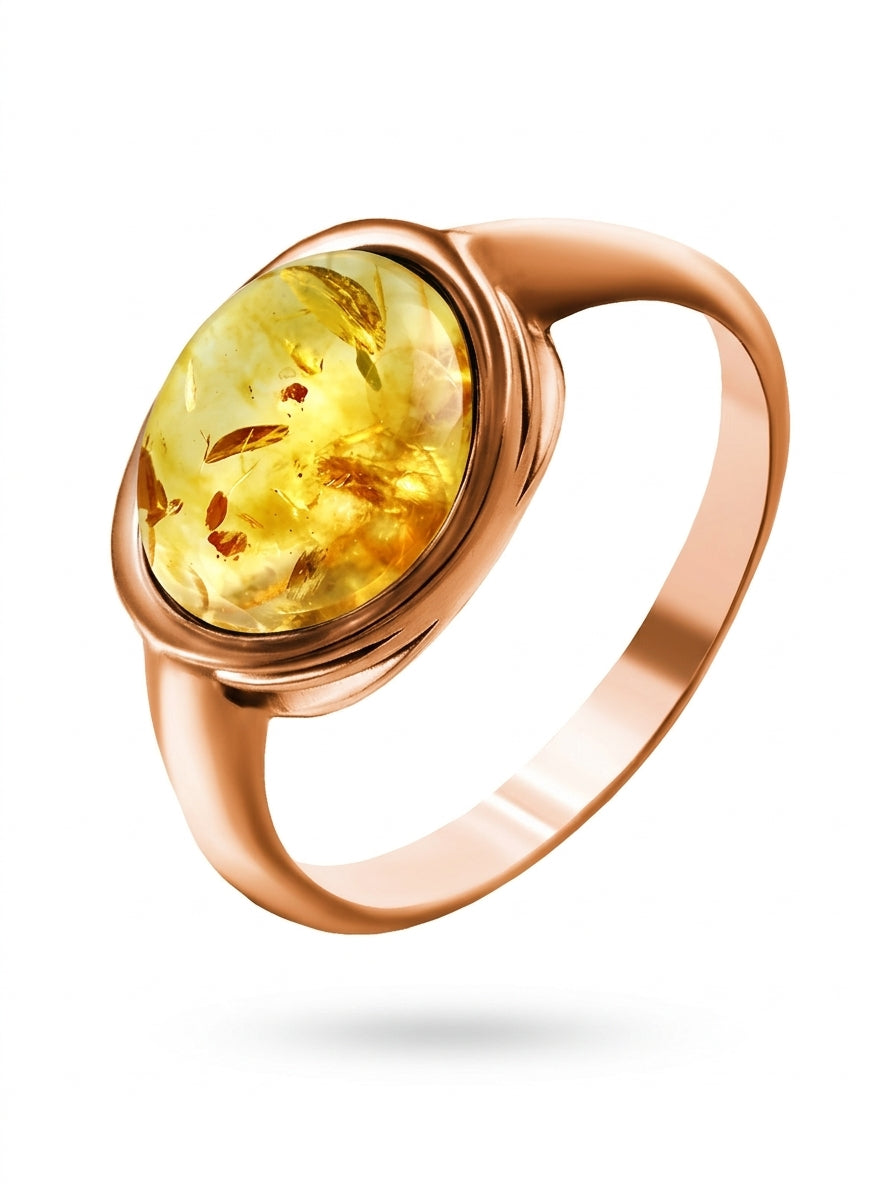 Oval Lemon Amber Silver Ring — DARVIN (Pre-Order)