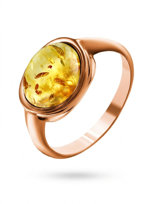 Oval Lemon Amber Silver Ring — DARVIN (Pre-Order)