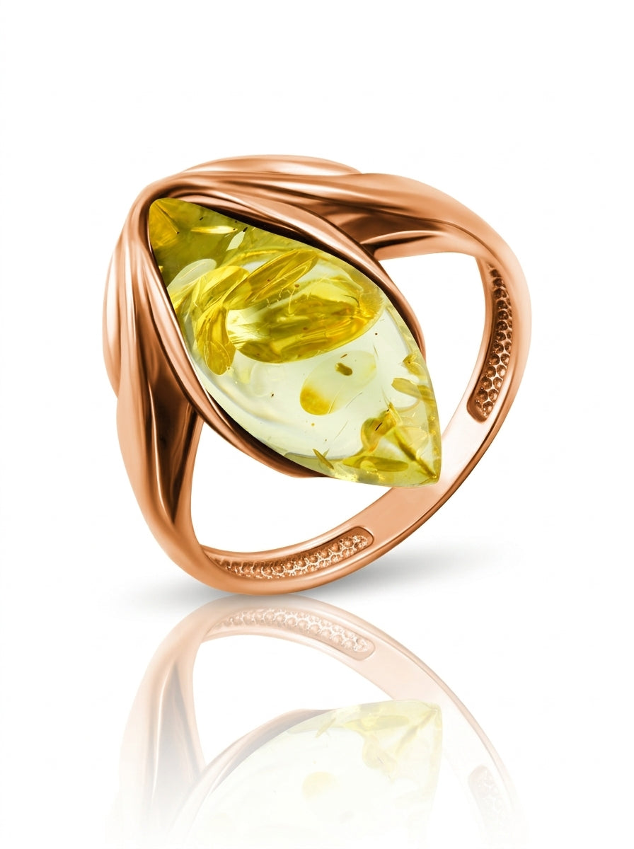 Marquise Lemon Amber Silver Ring — DARVIN (Pre-Order)