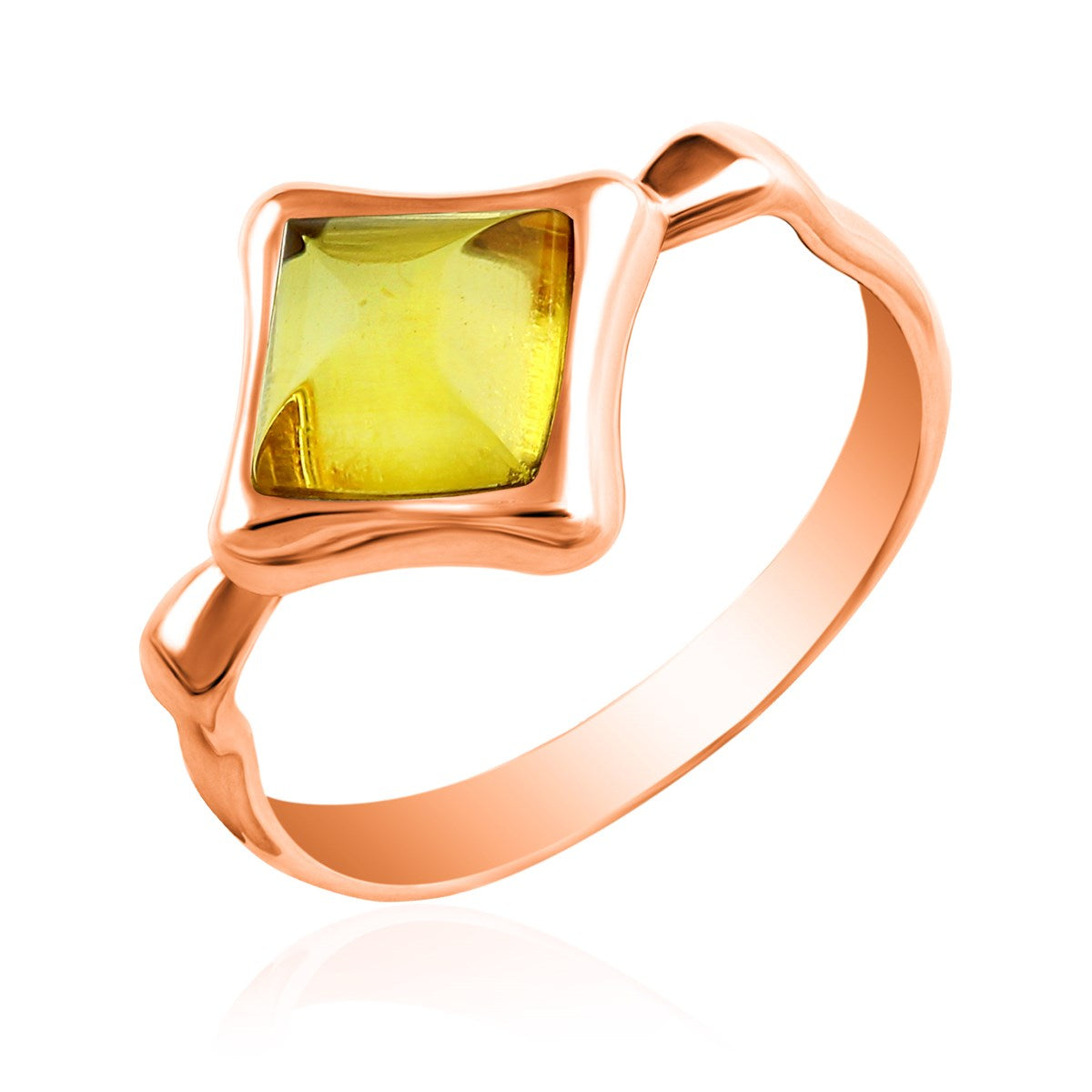 Square Lemon Amber Silver Ring — DARVIN (Pre-Order)