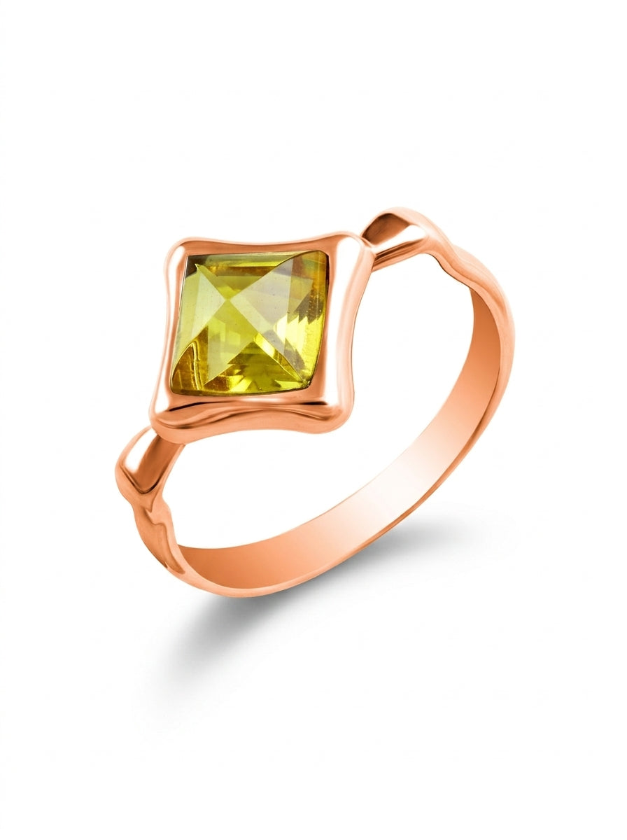 Square Lemon Amber Silver Ring — DARVIN (Pre-Order)