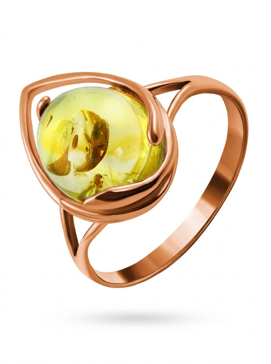 Oval Lemon Amber Silver Ring — DARVIN (Pre-Order)