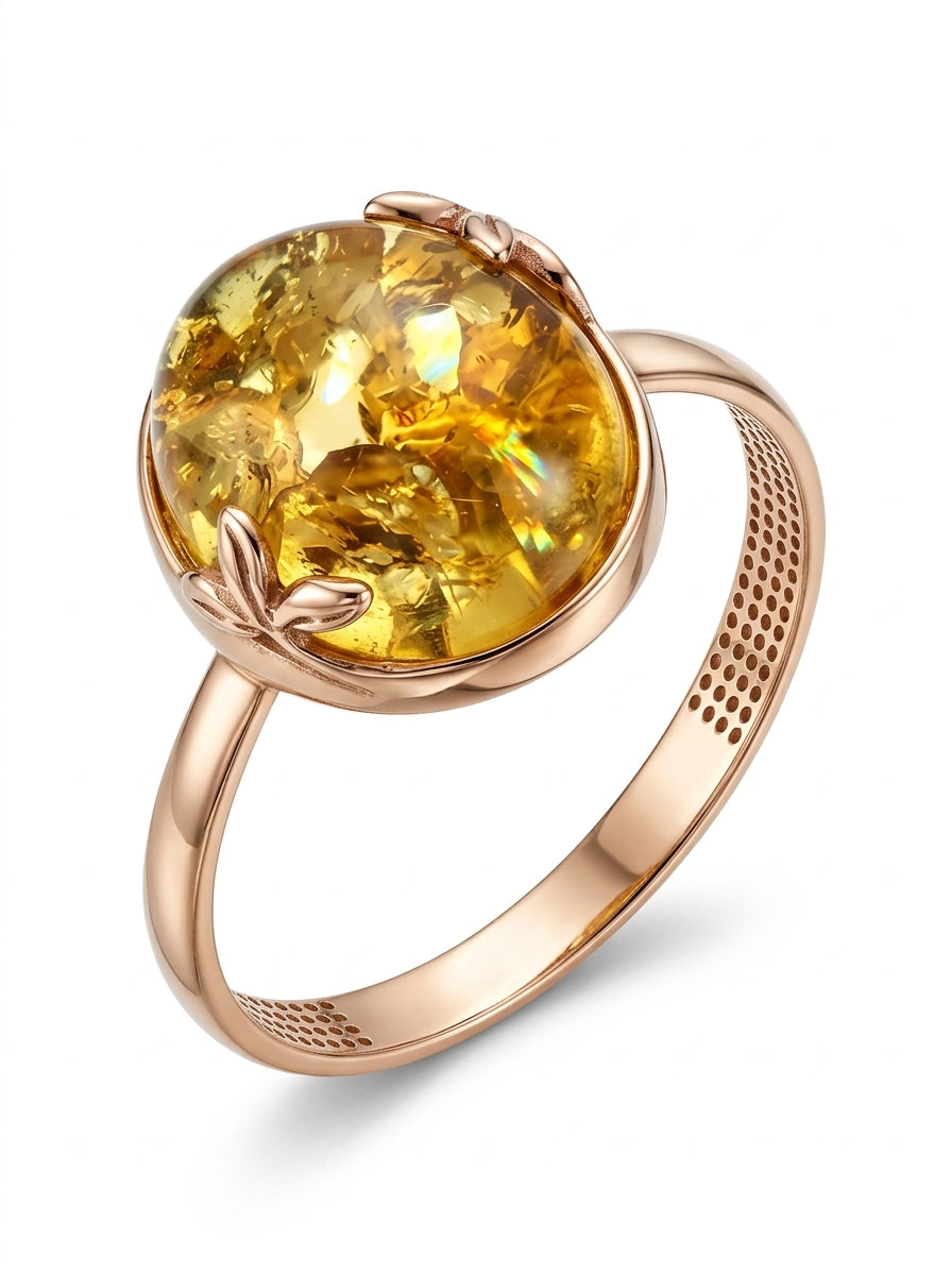 Oval Lemon Amber Silver Ring — DARVIN (Pre-Order)