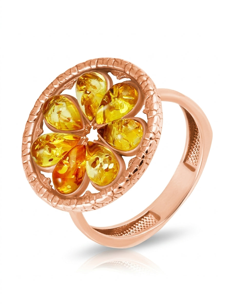 Teardrop Lemon Amber Silver Ring — DARVIN (Pre-Order)