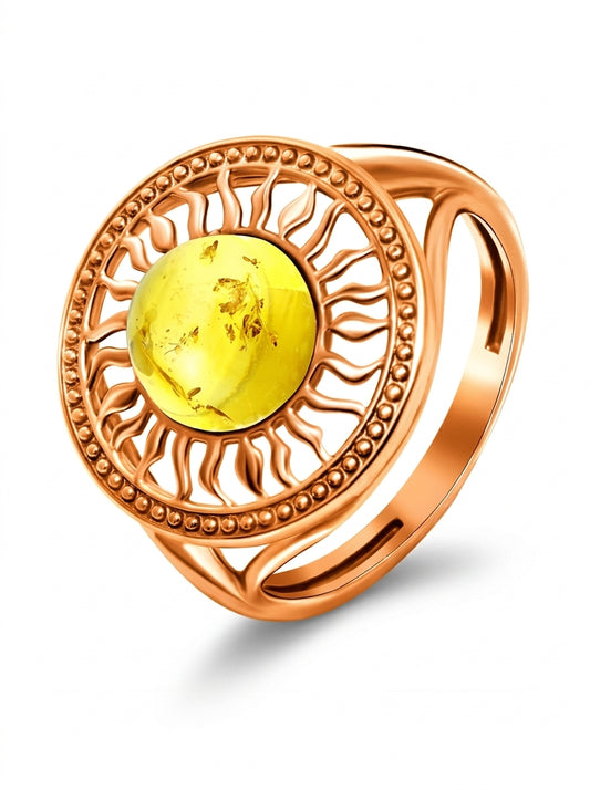 Round Lemon Amber Silver Ring — DARVIN (Pre-Order)