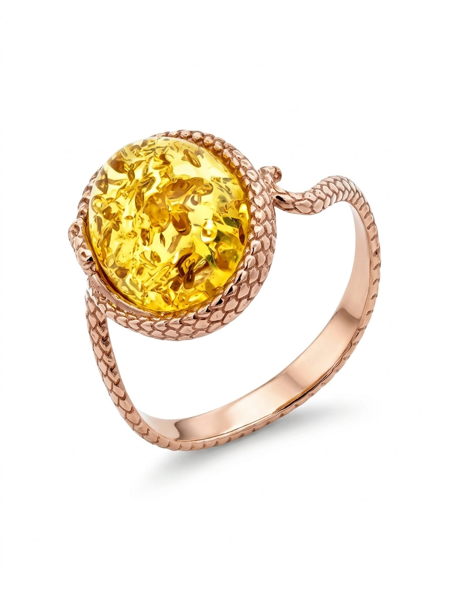 Oval Lemon Amber Silver Ring — DARVIN (Pre-Order)