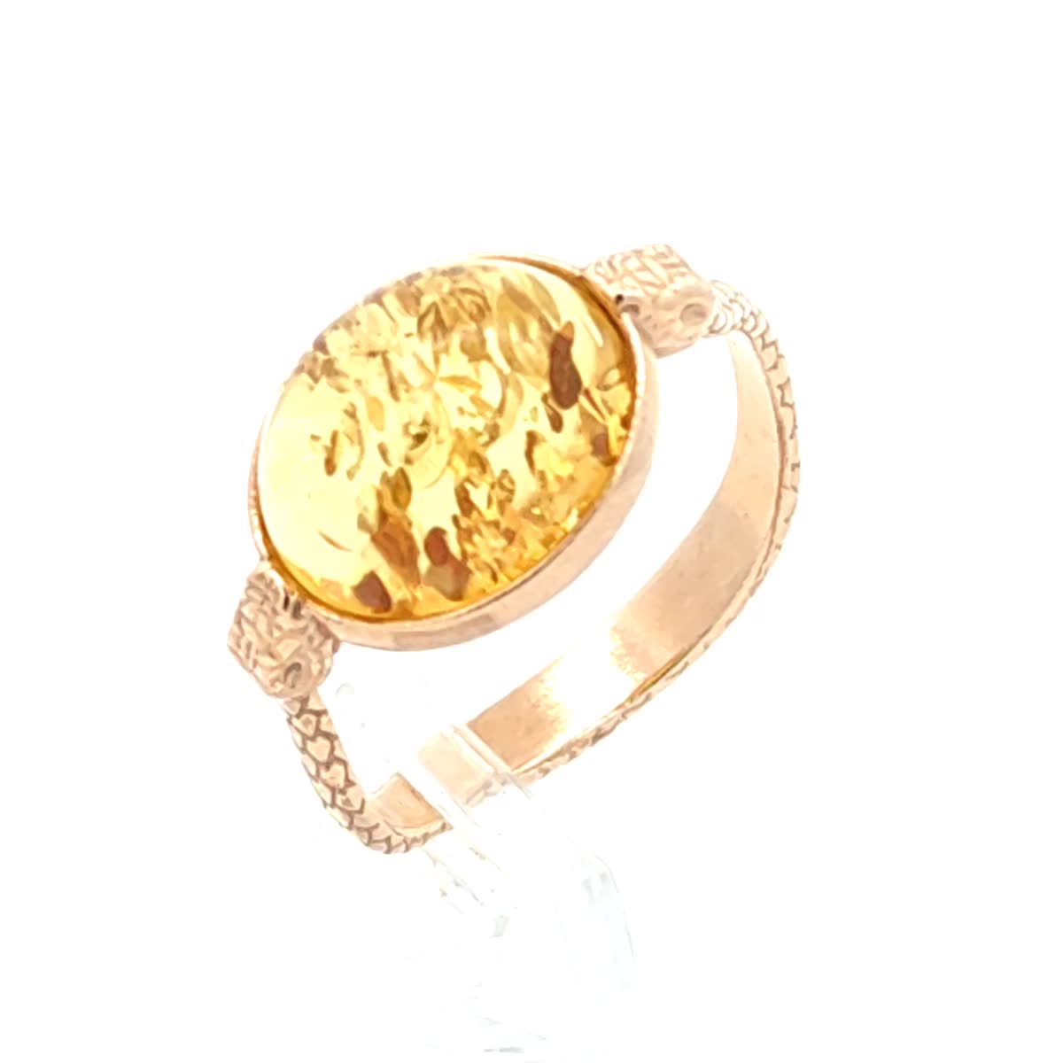 Oval Lemon Amber Silver Ring — DARVIN (Pre-Order)
