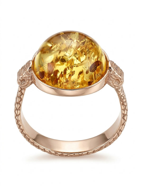 Oval Lemon Amber Silver Ring — DARVIN (Pre-Order)