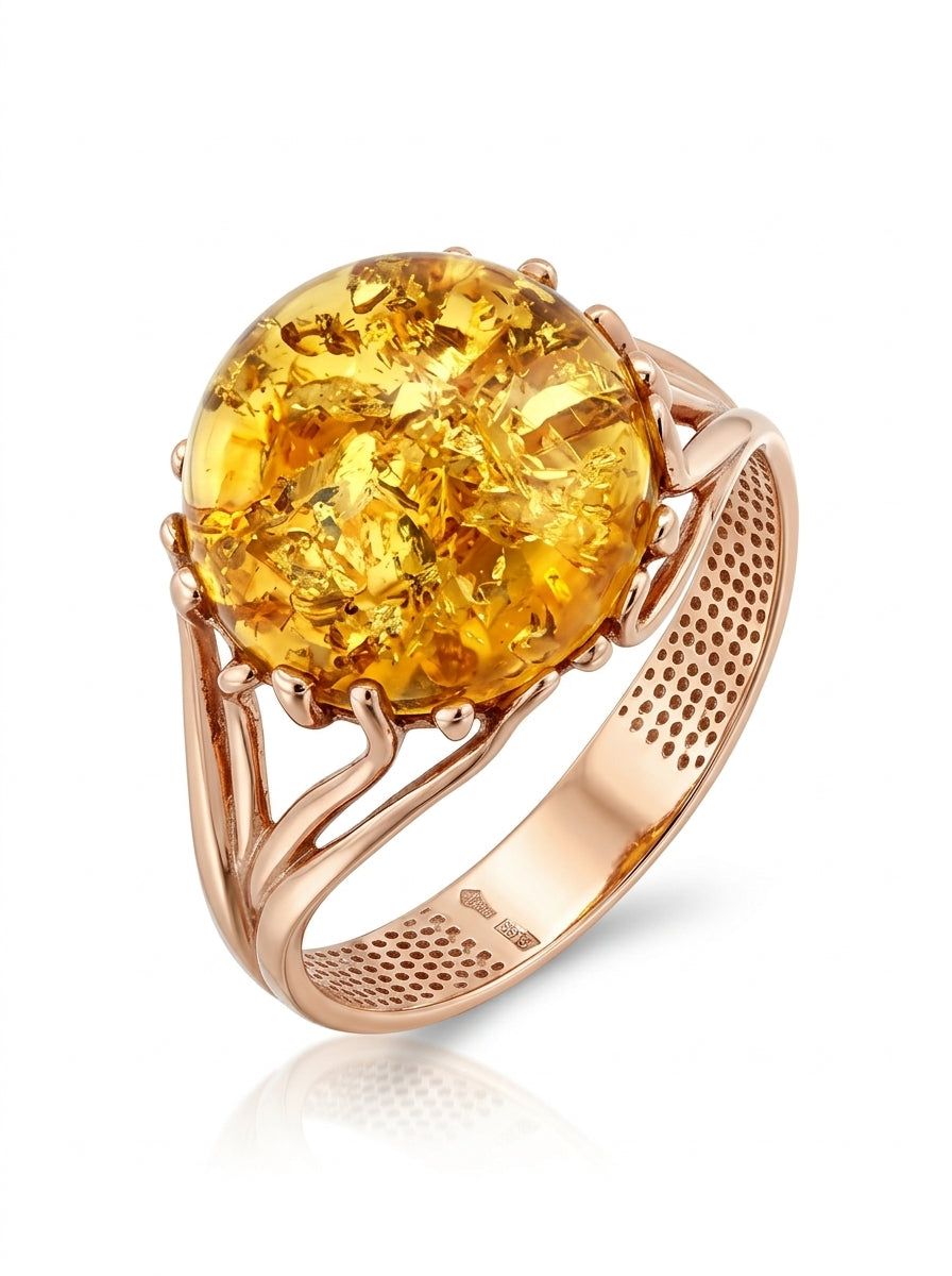 Round Lemon Amber Silver Ring — DARVIN (Pre-Order)