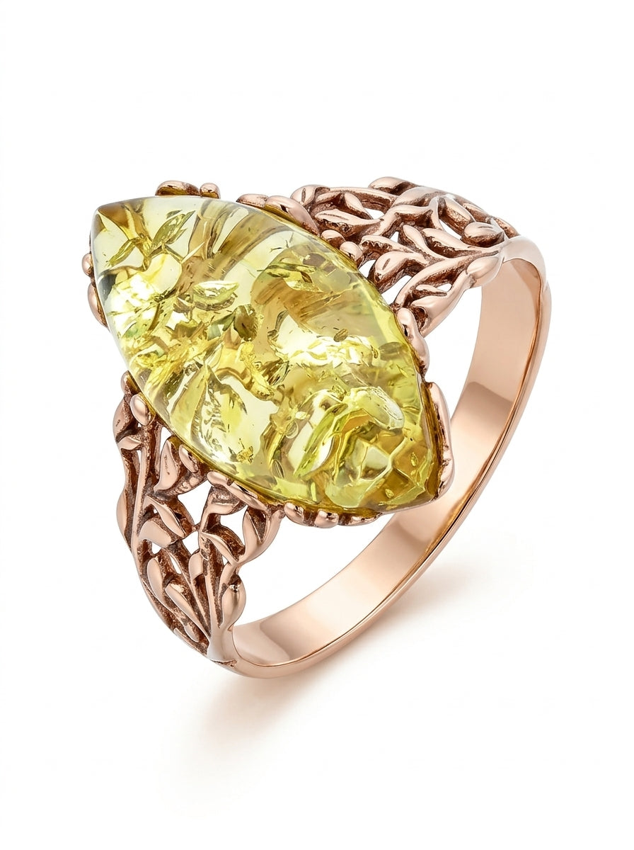 Marquise Lemon Amber Silver Ring — DARVIN (Pre-Order)