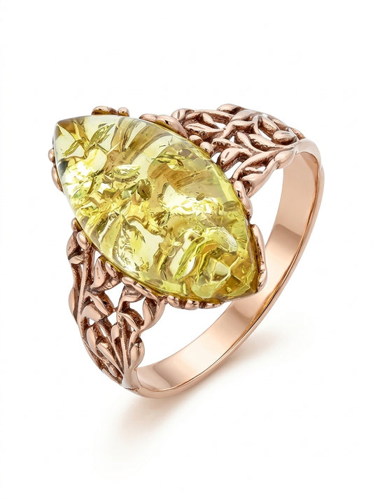 Marquise Lemon Amber Silver Ring — DARVIN (Pre-Order)