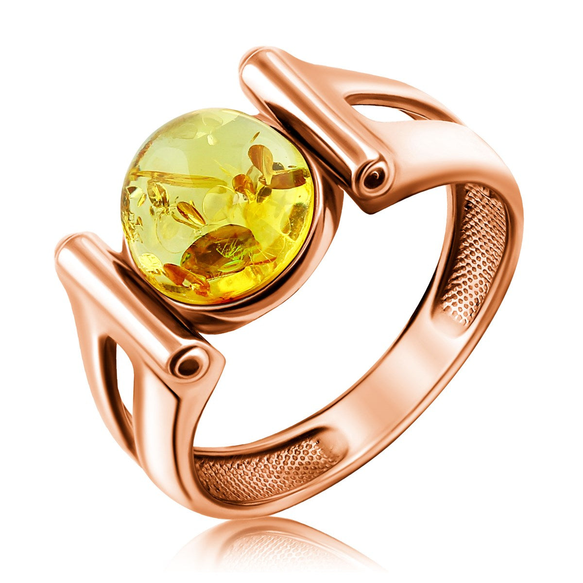Round Lemon Amber Silver Ring — DARVIN (Pre-Order)