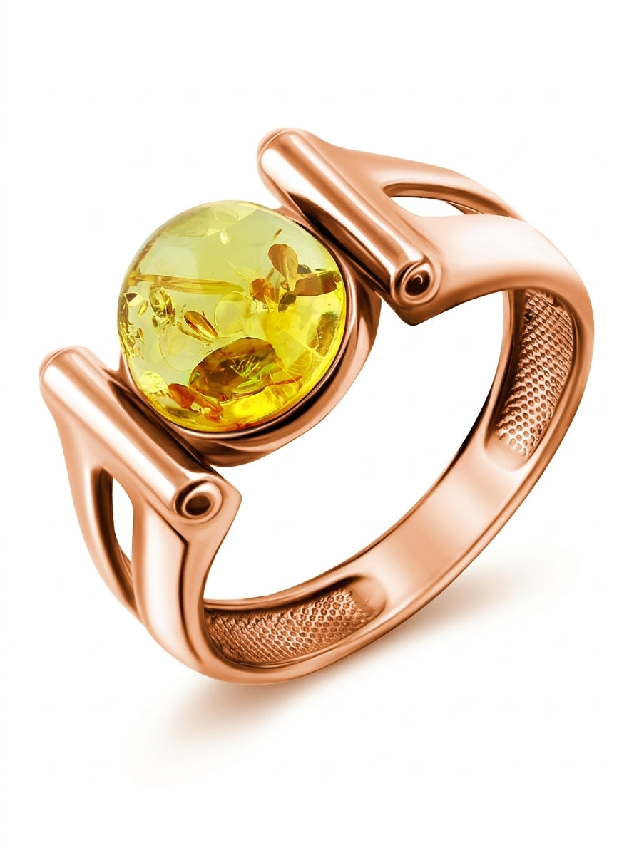 Round Lemon Amber Silver Ring — DARVIN (Pre-Order)