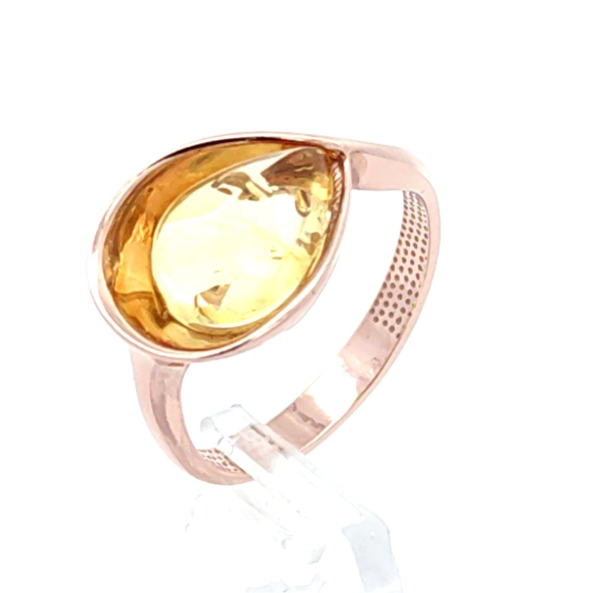 Teardrop Lemon Amber Silver Ring — DARVIN (Pre-Order)