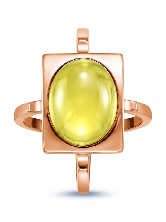 Oval White Amber Silver Ring — DARVIN (Pre-Order)