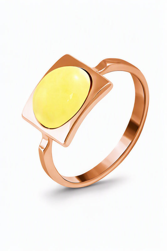 Oval White Amber Silver Ring — DARVIN (Pre-Order)