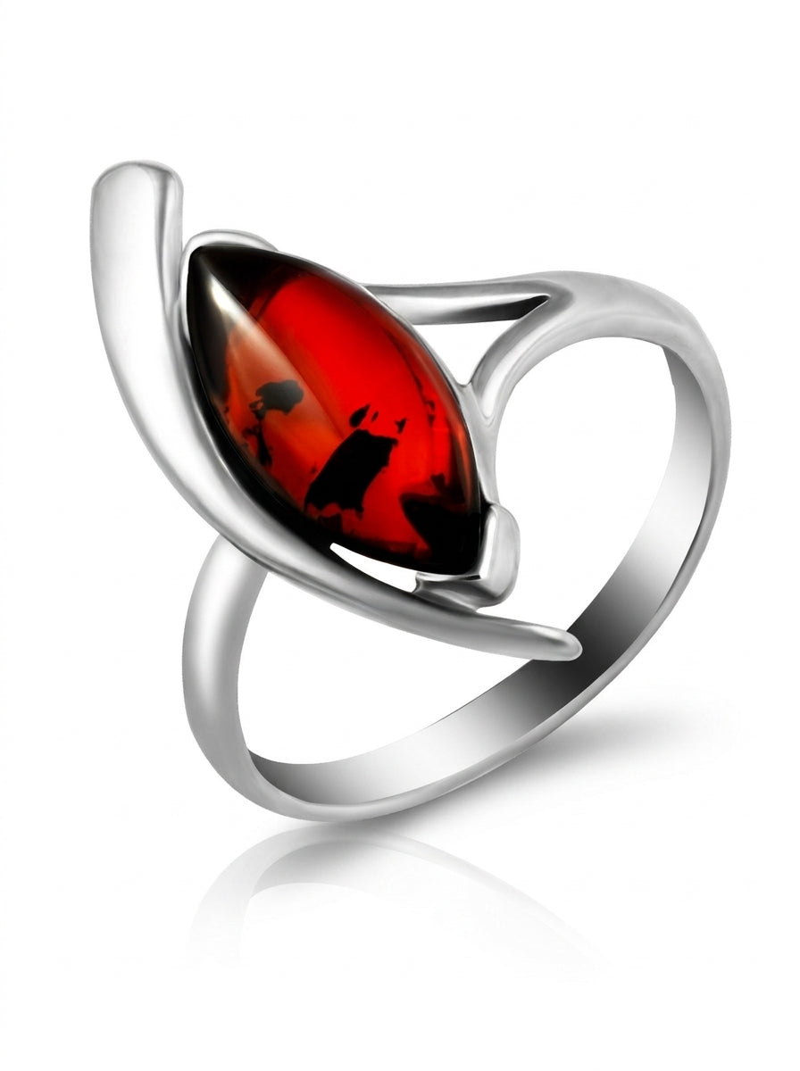 Marquise Cognac Amber Silver Ring — DARVIN (Pre-Order)