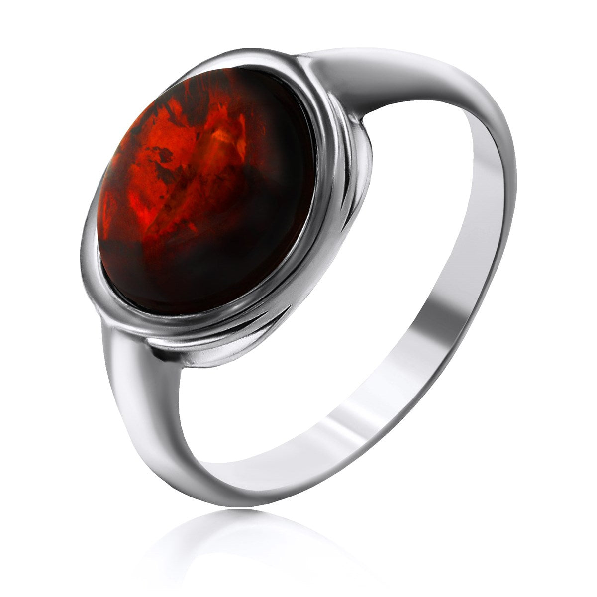 Oval Cognac Amber Silver Ring — DARVIN (Pre-Order)