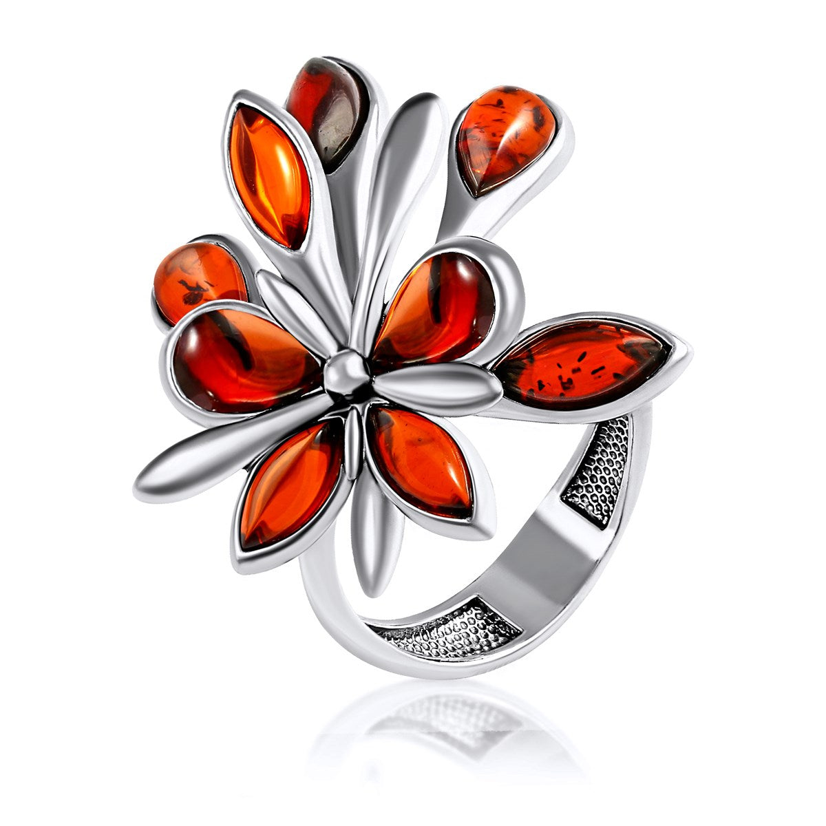 Marquise Cognac Amber Silver Ring — DARVIN (Pre-Order)