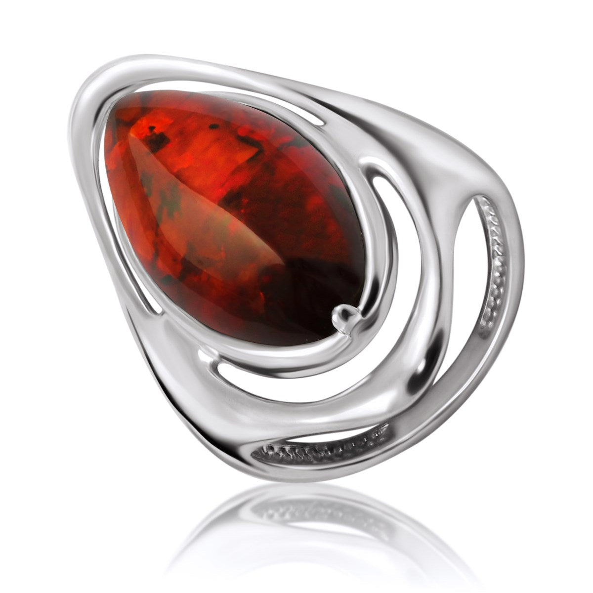 Oval Cognac Amber Silver Ring — DARVIN (Pre-Order)
