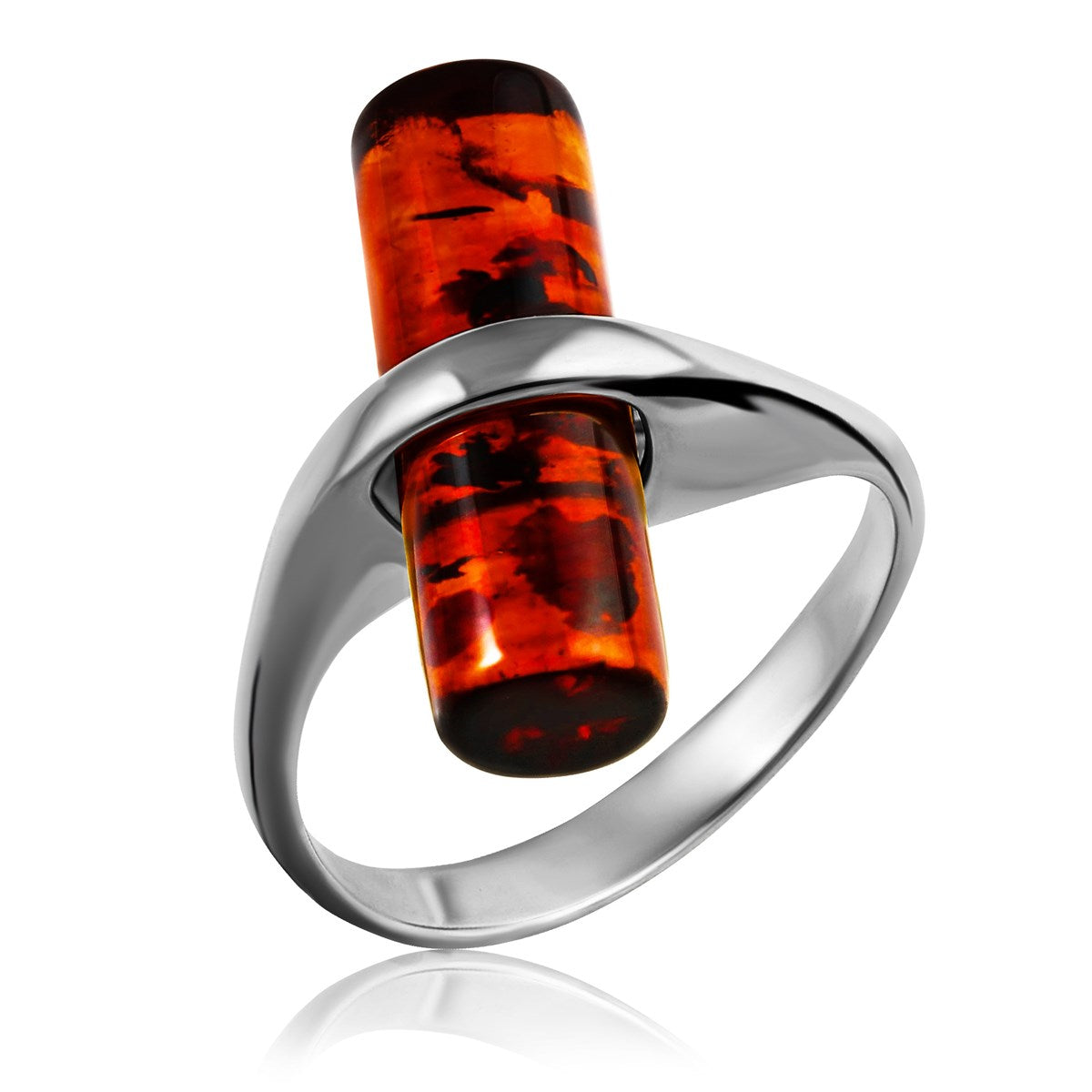 Cognac Amber Silver Ring — DARVIN (Pre-Order)