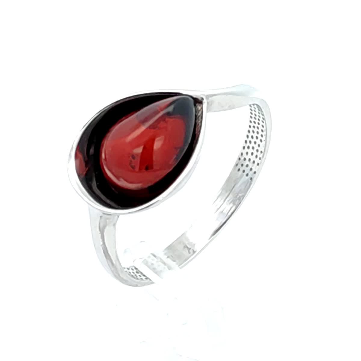 Teardrop Cognac Amber Silver Ring — DARVIN (Pre-Order)