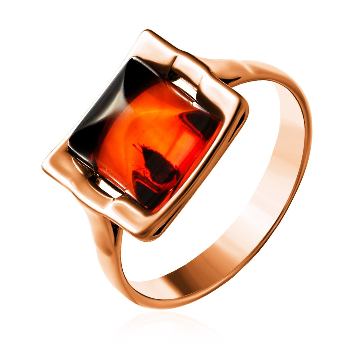 Square Cognac Amber Silver Ring — DARVIN (Pre-Order)