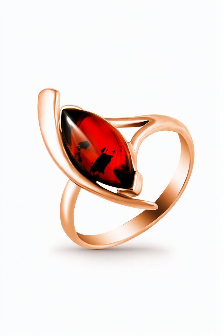 Marquise Cognac Amber Silver Ring — DARVIN (Pre-Order)