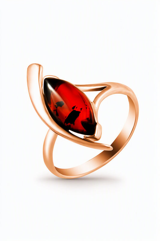 Marquise Cognac Amber Silver Ring — DARVIN (Pre-Order)
