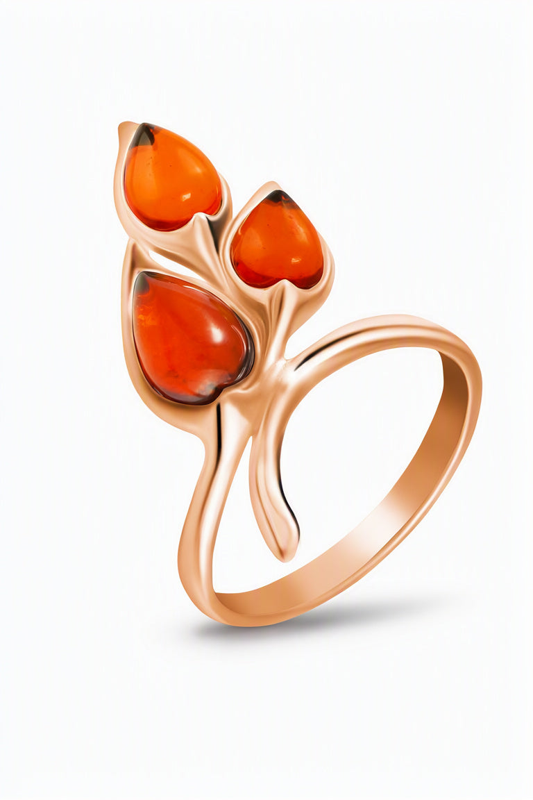 Teardrop Cognac Amber Silver Ring — DARVIN (Pre-Order)