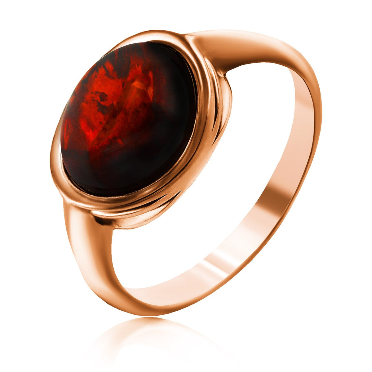Oval Cognac Amber Silver Ring — DARVIN (Pre-Order)