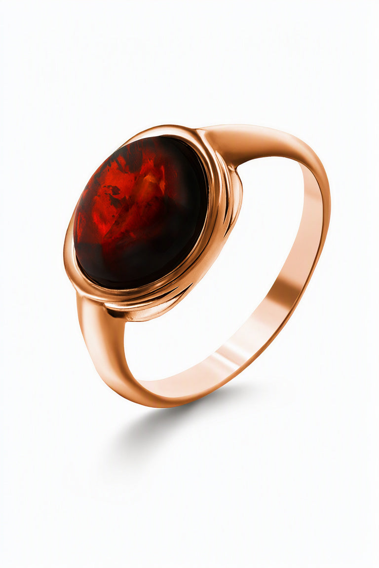 Oval Cognac Amber Silver Ring — DARVIN (Pre-Order)