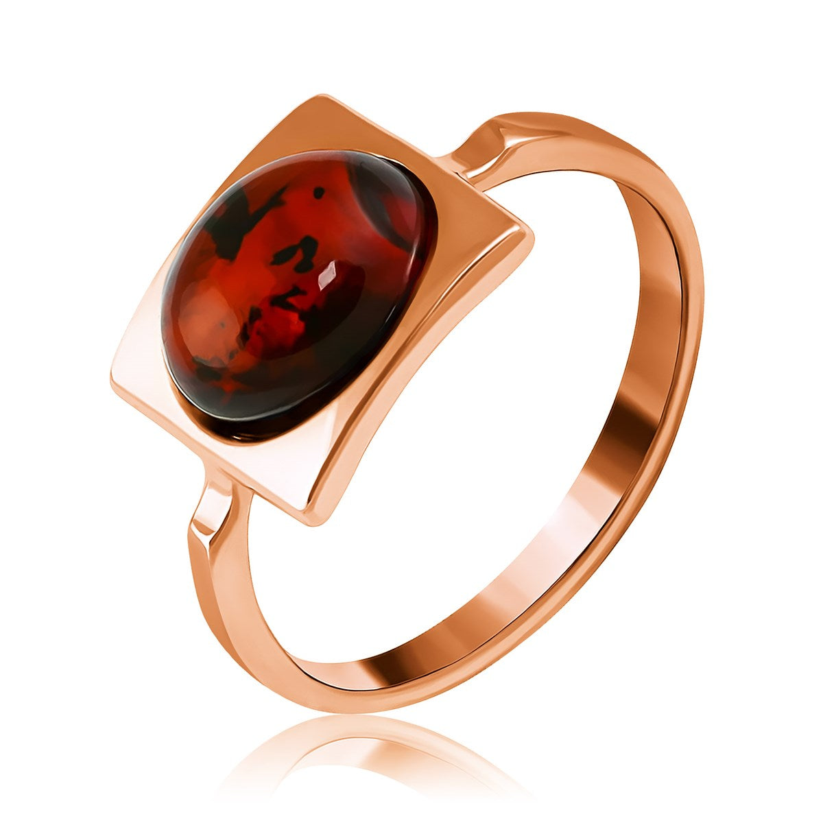 Oval Cognac Amber Silver Ring — DARVIN (Pre-Order)