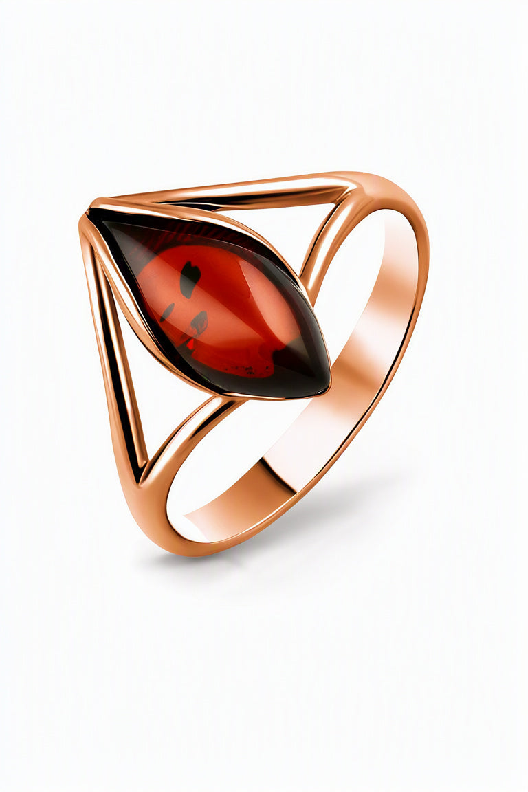 Marquise Cognac Amber Silver Ring — DARVIN (Pre-Order)