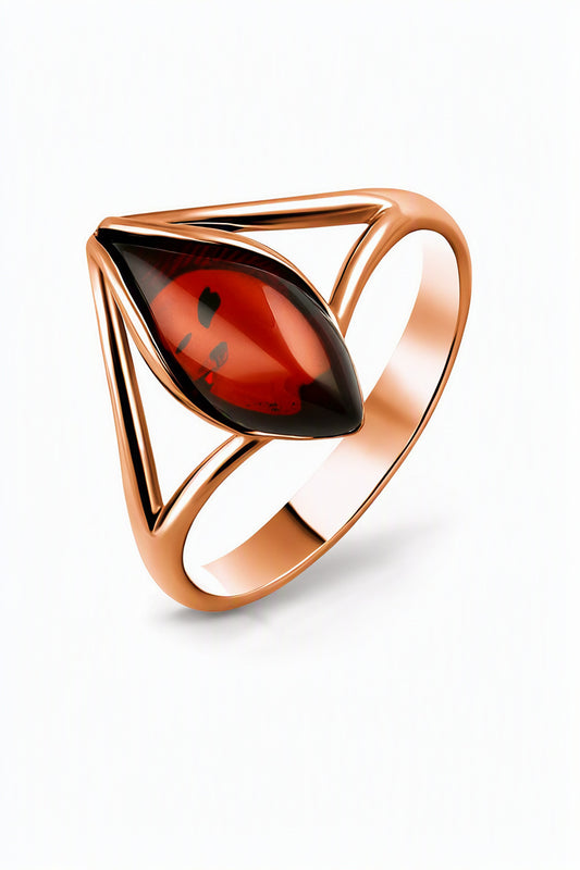 Marquise Cognac Amber Silver Ring — DARVIN (Pre-Order)