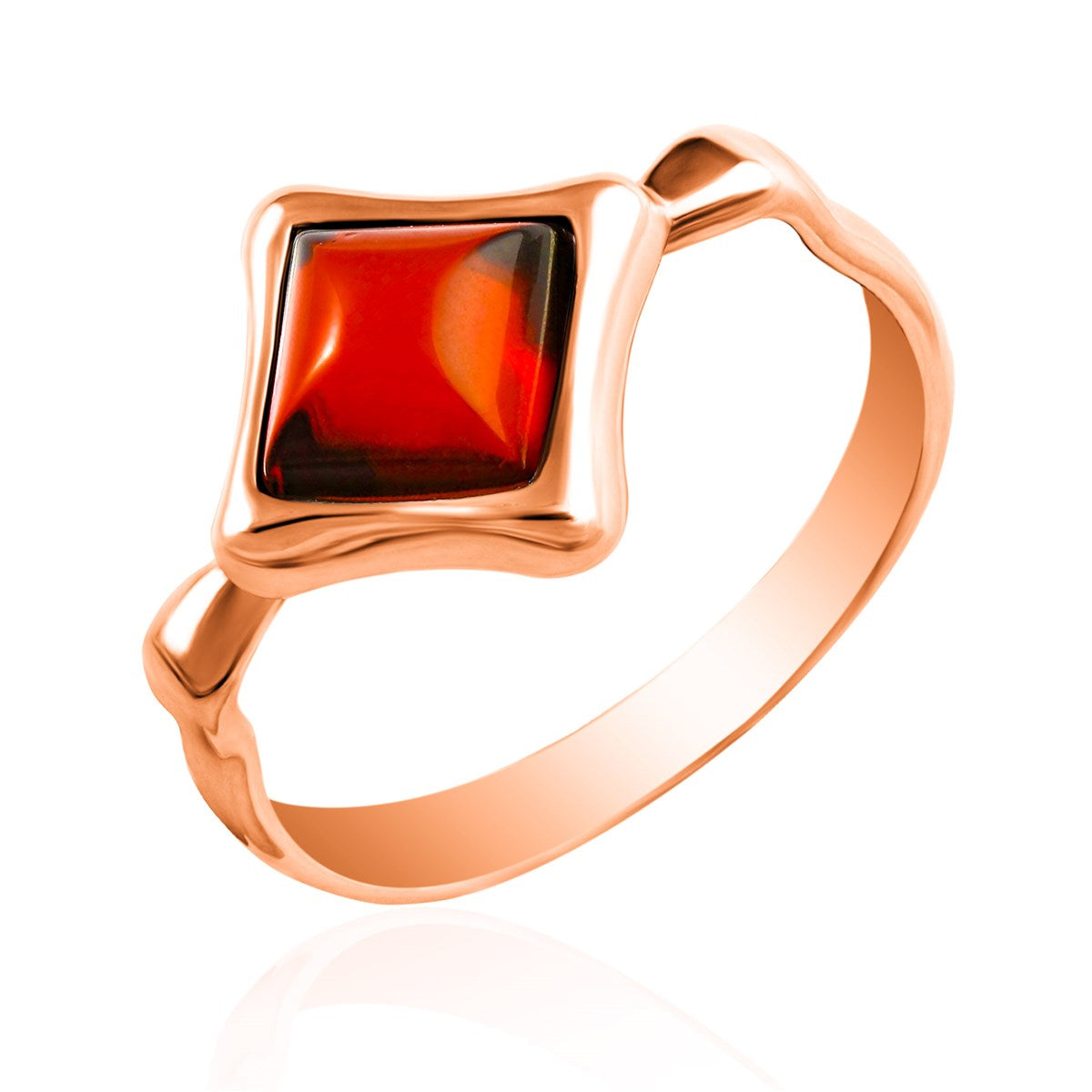 Square Cognac Amber Silver Ring — DARVIN (Pre-Order)