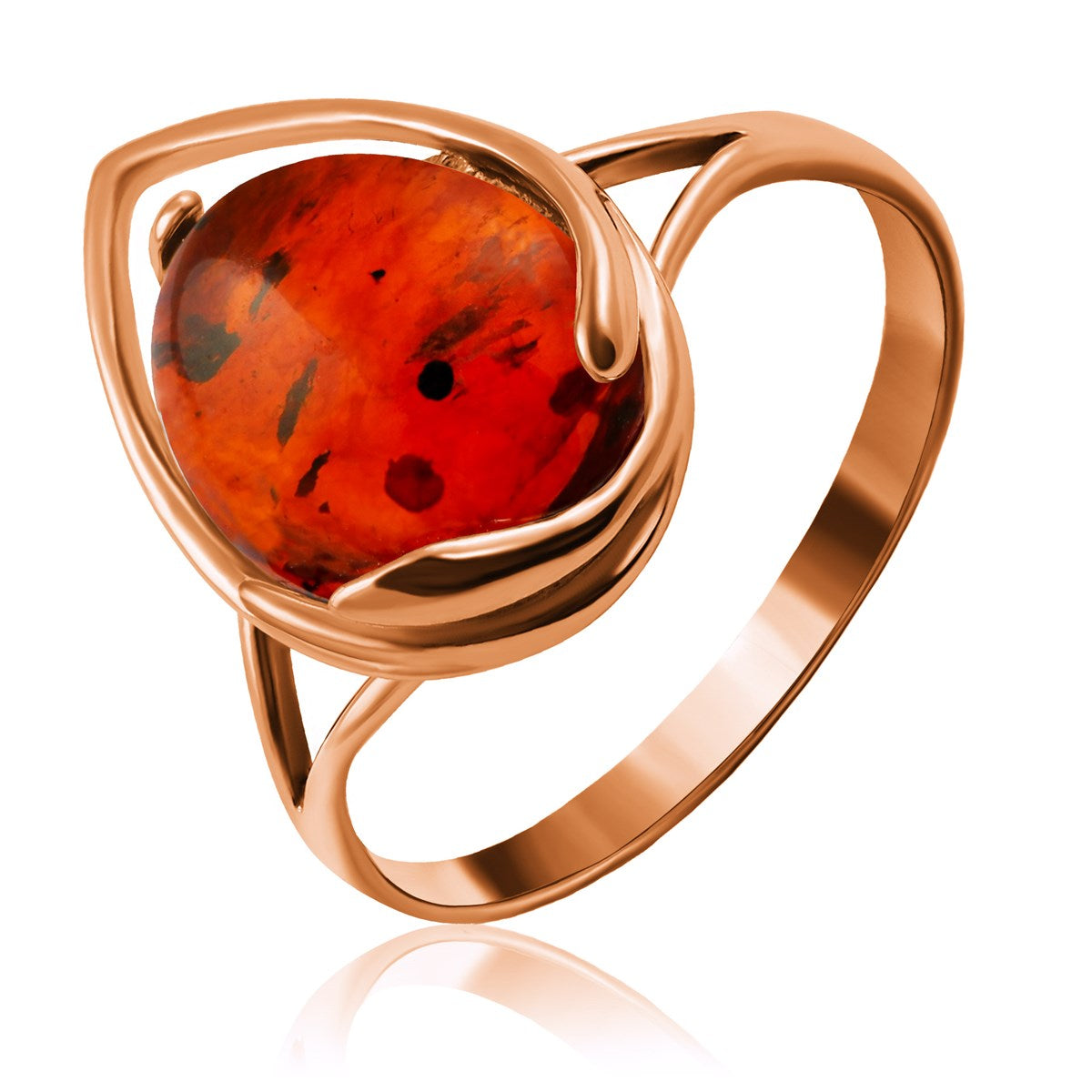Oval Cognac Amber Silver Ring — DARVIN (Pre-Order)
