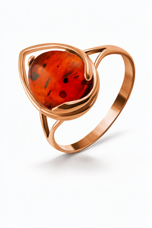 Oval Cognac Amber Silver Ring — DARVIN (Pre-Order)