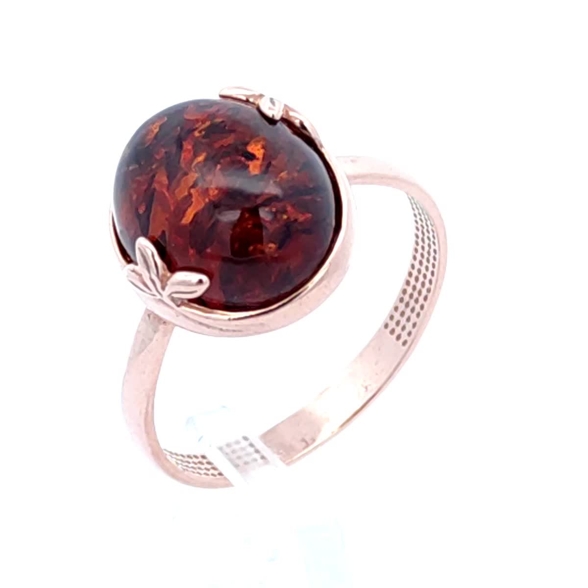 Oval Cognac Amber Silver Ring — DARVIN (Pre-Order)
