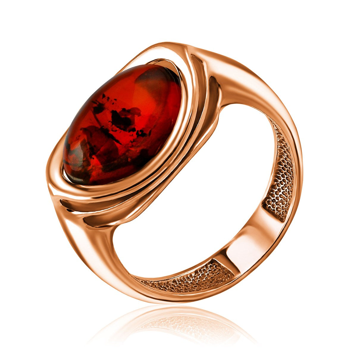 Oval Cognac Amber Silver Ring — DARVIN (Pre-Order)