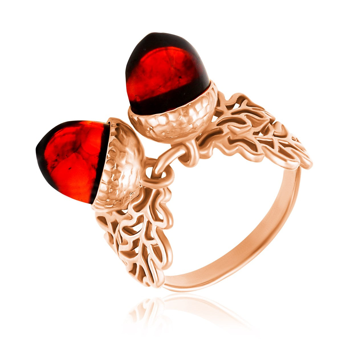 Acorn Cognac Amber Silver Ring — DARVIN (Pre-Order)
