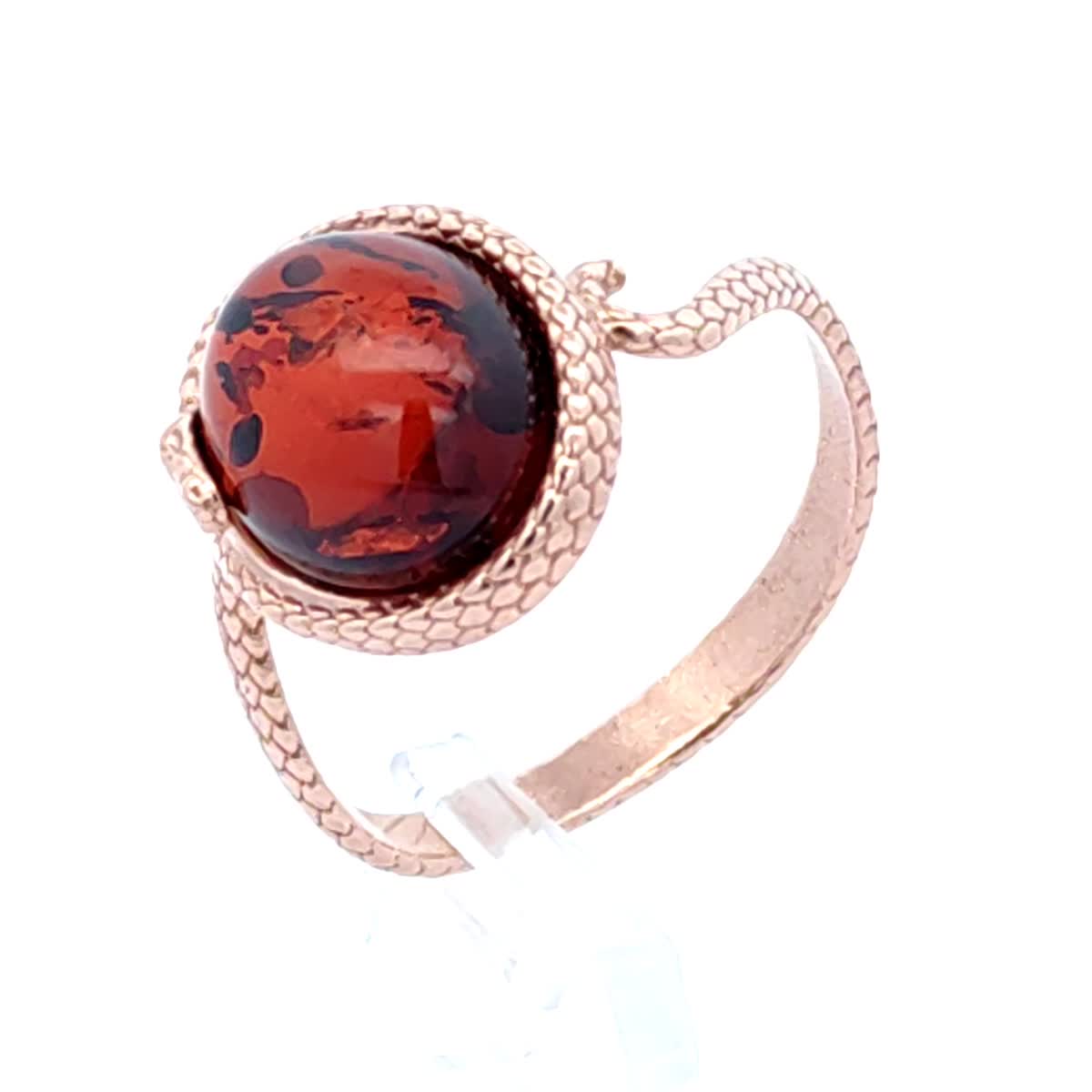 Oval Cognac Amber Silver Ring — DARVIN (Pre-Order)