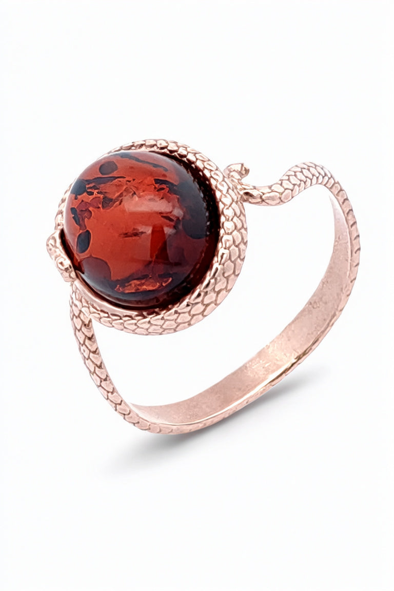 Oval Cognac Amber Silver Ring — DARVIN (Pre-Order)