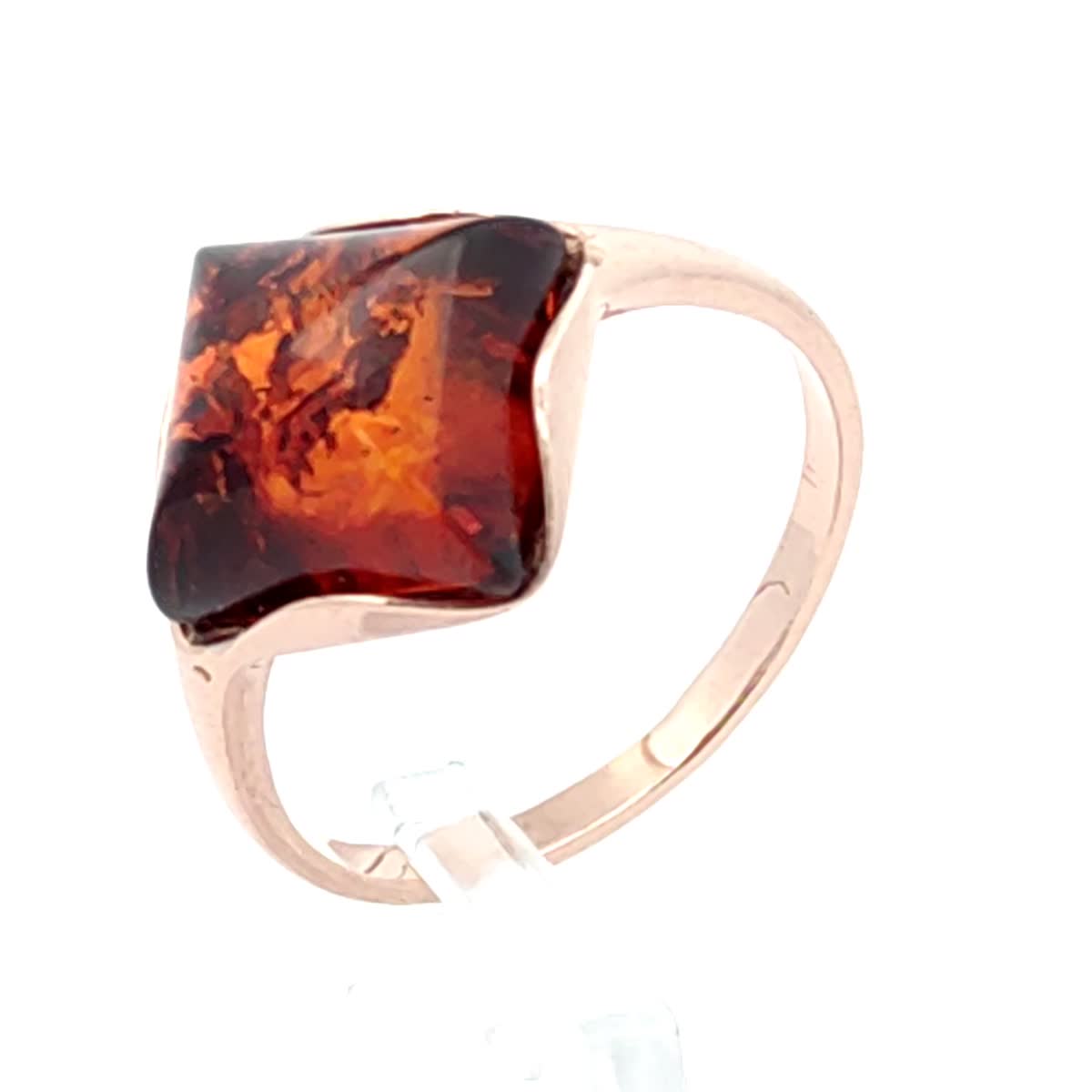 Square Cognac Amber Silver Ring — DARVIN (Pre-Order)
