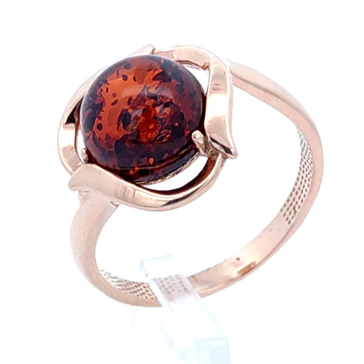 Round Cognac Amber Silver Ring — DARVIN (Pre-Order)