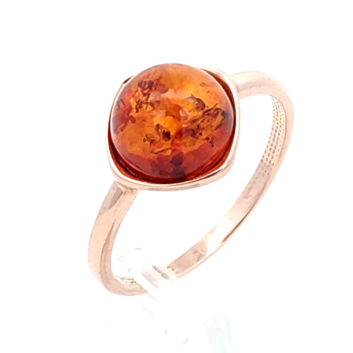 Round Cognac Amber Silver Ring — DARVIN (Pre-Order)